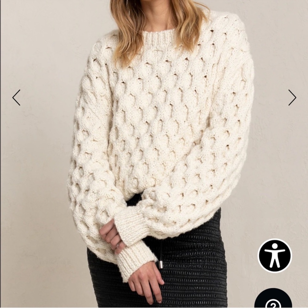 A.L.C. Cream Chunky Knit Fisherman Sweater